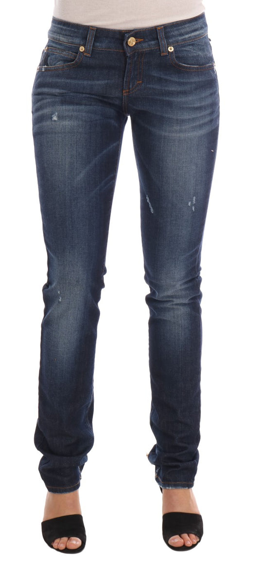 Blue Wash Cotton Stretch Skinny Low Jeans - Designed by John Galliano Available to Buy at a Discounted Price on Moon Behind The Hill Online Designer Discount Store