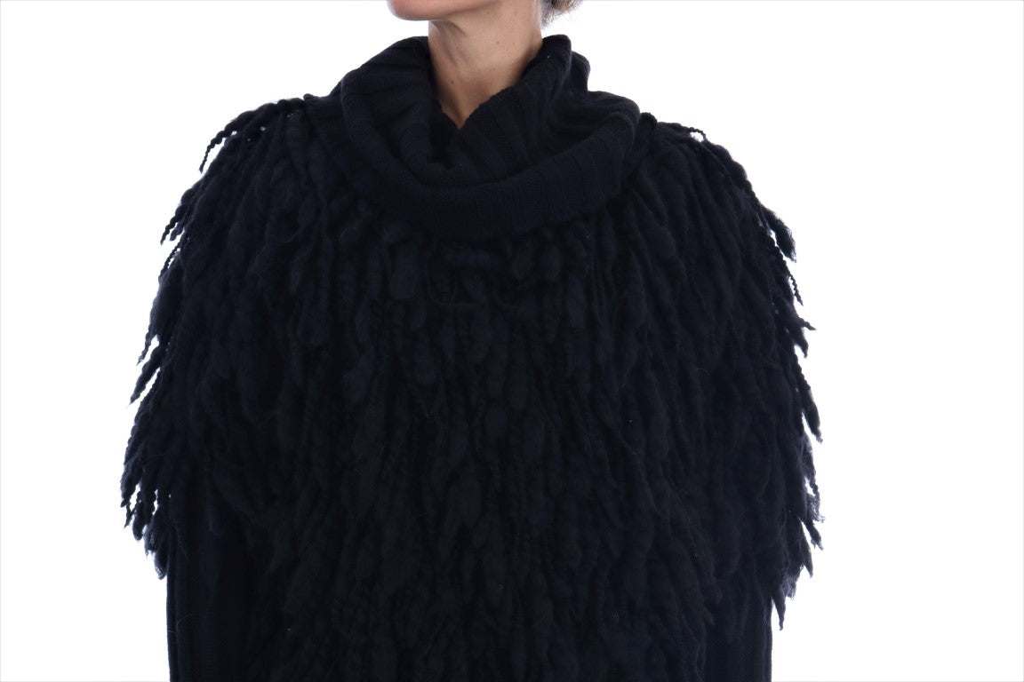 Black Fringes Wool Pullover Sweater - Designed by Dolce & Gabbana Available to Buy at a Discounted Price on Moon Behind The Hill Online Designer Discount Store