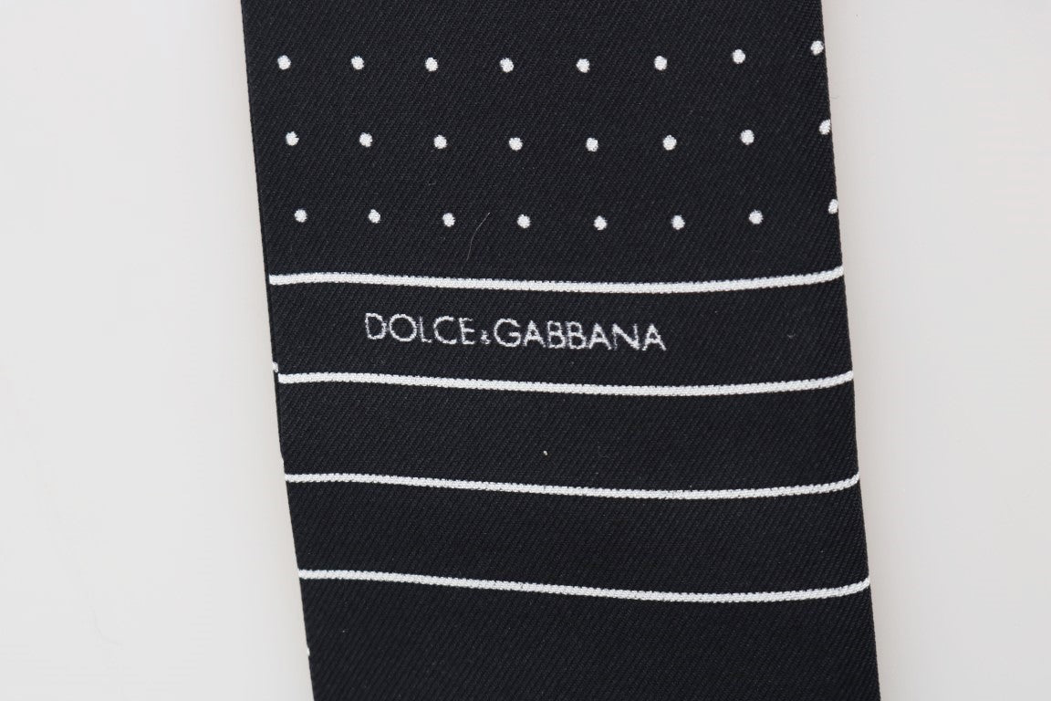 Dark Blue Polka Dotted Silk Scarf - Designed by Dolce & Gabbana Available to Buy at a Discounted Price on Moon Behind The Hill Online Designer Discount Store