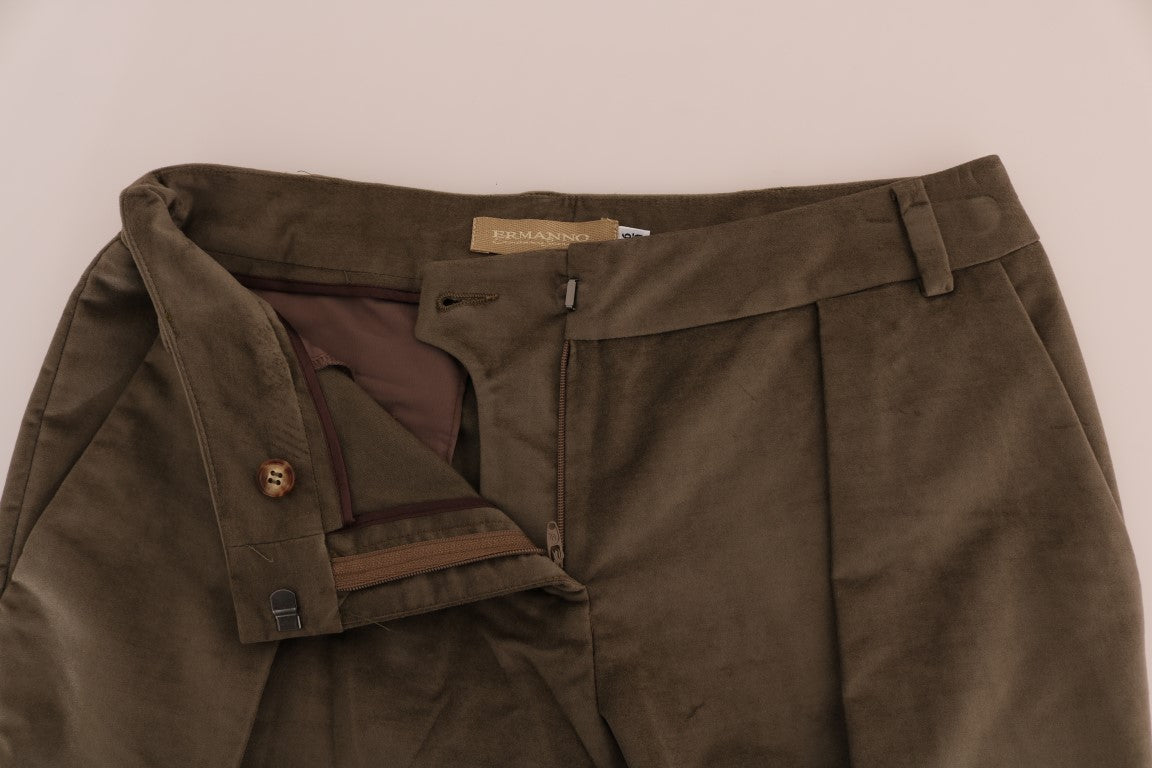 Brown Velvet Bermuda Shorts - Designed by Ermanno Scervino Available to Buy at a Discounted Price on Moon Behind The Hill Online Designer Discount Store