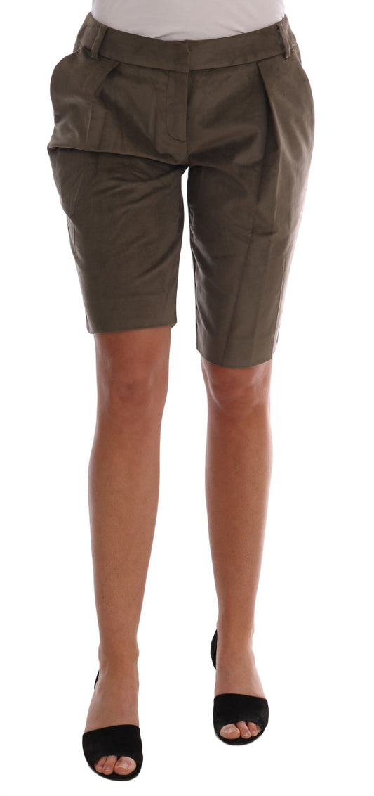 Brown Velvet Bermuda Shorts - Designed by Ermanno Scervino Available to Buy at a Discounted Price on Moon Behind The Hill Online Designer Discount Store
