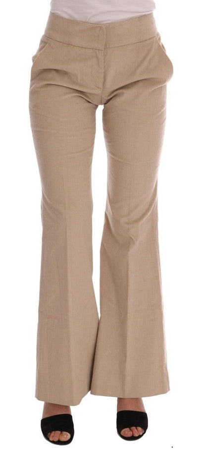 Beige Cotton Bootcut Pants - Designed by Ermanno Scervino Available to Buy at a Discounted Price on Moon Behind The Hill Online Designer Discount Store