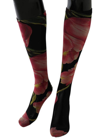Multicolor Floral Tulip Nylon Socks designed by Dolce & Gabbana available from Moon Behind The Hill's Women's Clothing range