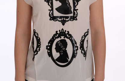 White Silk Black Frame Blouse designed by Dolce & Gabbana available from Moon Behind The Hill's Women's Clothing range