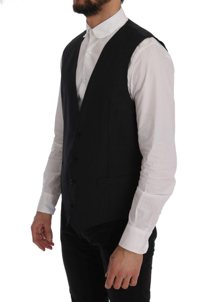 Gray Wool Stretch Vest - Designed by Dolce & Gabbana Available to Buy at a Discounted Price on Moon Behind The Hill Online Designer Discount Store