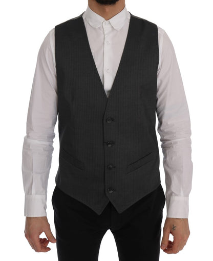 Gray STAFF Cotton Rayon Vest - Designed by Dolce & Gabbana Available to Buy at a Discounted Price on Moon Behind The Hill Online Designer Discount Store