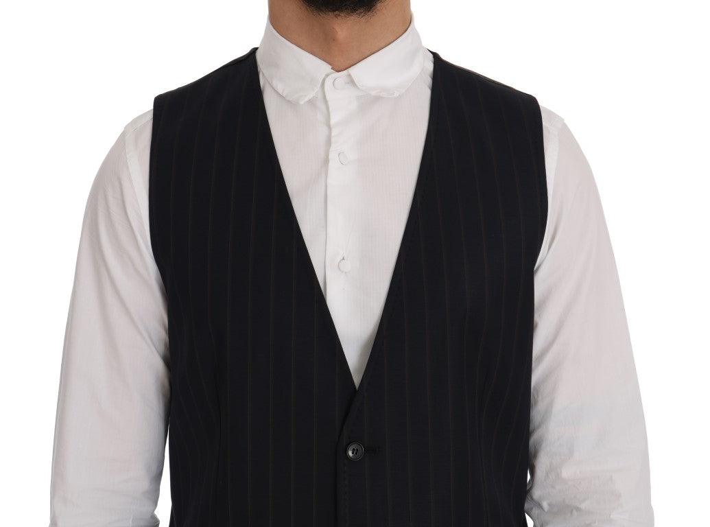 Blue Wool Stretch Vest - Designed by Dolce & Gabbana Available to Buy at a Discounted Price on Moon Behind The Hill Online Designer Discount Store