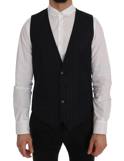 Blue Wool Stretch Vest - Designed by Dolce & Gabbana Available to Buy at a Discounted Price on Moon Behind The Hill Online Designer Discount Store