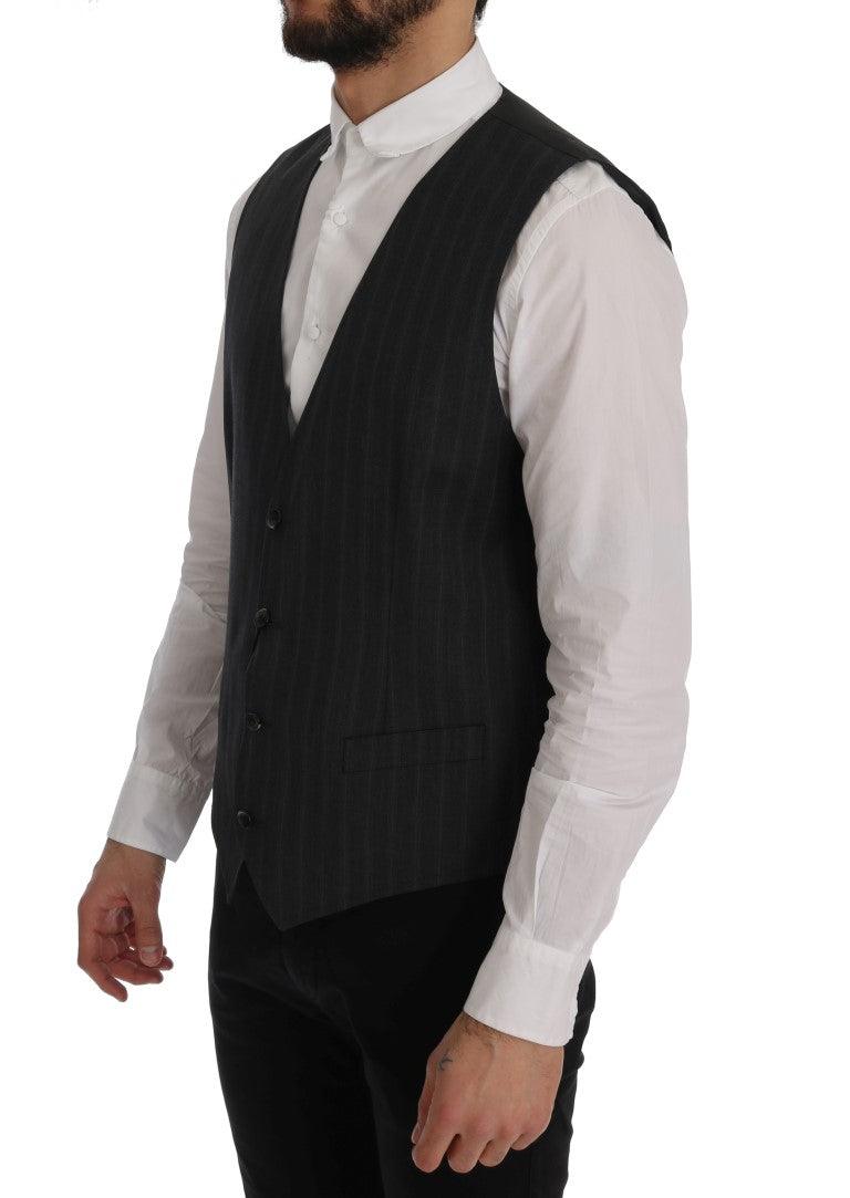 Gray STAFF Wool Stretch Vest - Designed by Dolce & Gabbana Available to Buy at a Discounted Price on Moon Behind The Hill Online Designer Discount Store