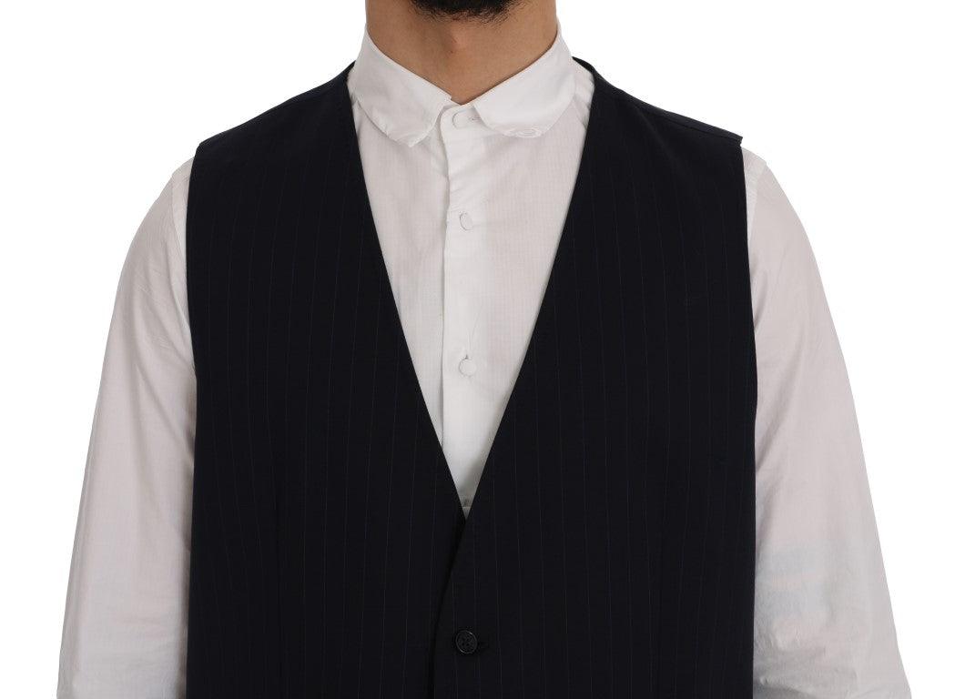 Blue STAFF Wool Stretch Vest - Designed by Dolce & Gabbana Available to Buy at a Discounted Price on Moon Behind The Hill Online Designer Discount Store