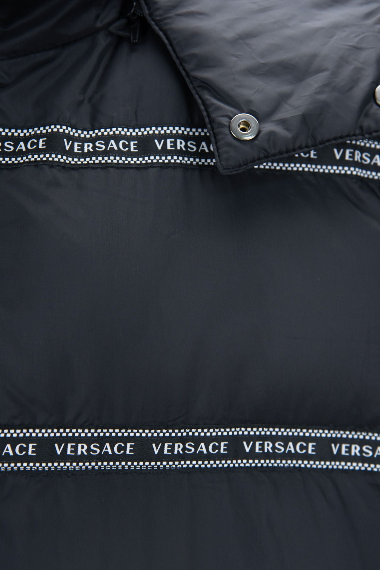 Versace Men's Black Polyester Hooded Puffer Vest