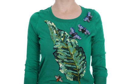 Green Silk Crystal Banana Sweater - Designed by Dolce & Gabbana Available to Buy at a Discounted Price on Moon Behind The Hill Online Designer Discount Store