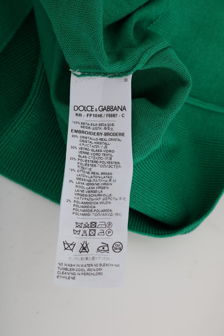 Green Silk Crystal Banana Sweater - Designed by Dolce & Gabbana Available to Buy at a Discounted Price on Moon Behind The Hill Online Designer Discount Store