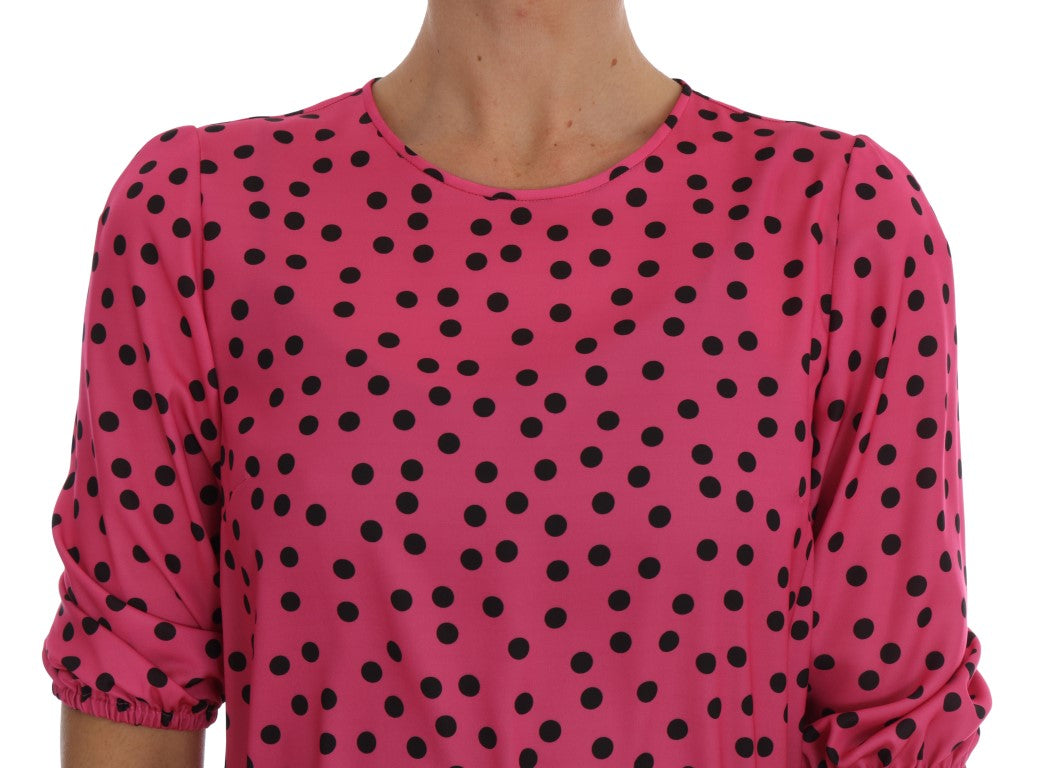 Pink Polka Dotted Silk Blouse designed by Dolce & Gabbana available from Moon Behind The Hill's Women's Clothing range