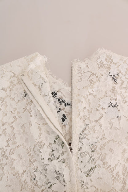 White Crystal Embellished Lace Blouse designed by Dolce & Gabbana available from Moon Behind The Hill's Women's Clothing range