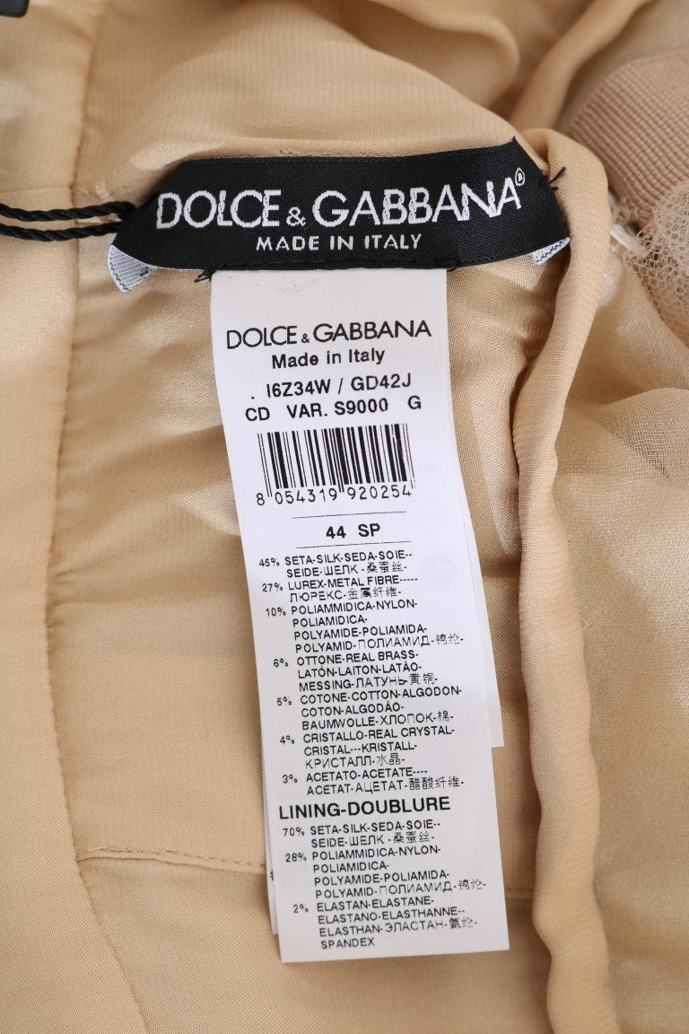 Gold Silk Crystal Embellished Dress - Designed by Dolce & Gabbana Available to Buy at a Discounted Price on Moon Behind The Hill Online Designer Discount Store