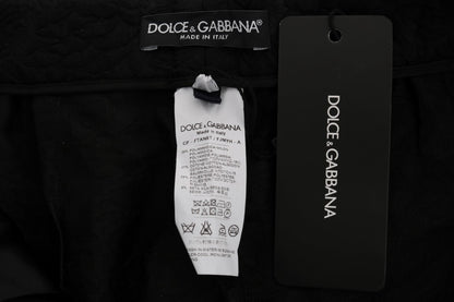 Black Brocade High Waist Capri Shorts - Designed by Dolce & Gabbana Available to Buy at a Discounted Price on Moon Behind The Hill Online Designer Discount Store