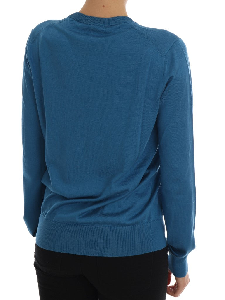 Blue Silk Love is Pullover Sweater - Designed by Dolce & Gabbana Available to Buy at a Discounted Price on Moon Behind The Hill Online Designer Discount Store