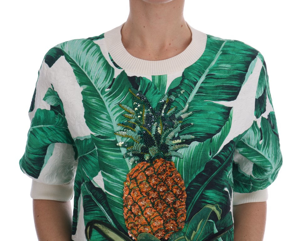 Pineapple Banana Sequins Crewneck Sweater designed by Dolce & Gabbana available from Moon Behind The Hill's Women's Clothing range