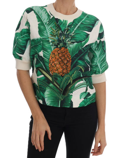 Pineapple Banana Sequins Crewneck Sweater designed by Dolce & Gabbana available from Moon Behind The Hill's Women's Clothing range