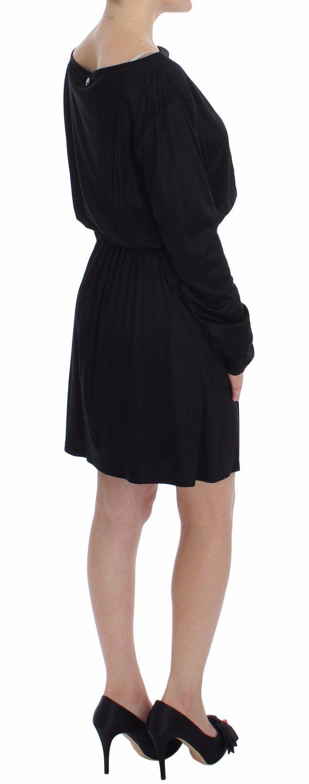 Black Modal Silk Shift Knee Dress - Designed by Versace Jeans Available to Buy at a Discounted Price on Moon Behind The Hill Online Designer Discount Store