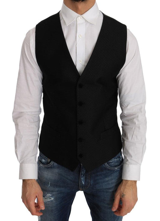 Black Polka Dot Pattern Vest - Designed by Dolce & Gabbana Available to Buy at a Discounted Price on Moon Behind The Hill Online Designer Discount Store