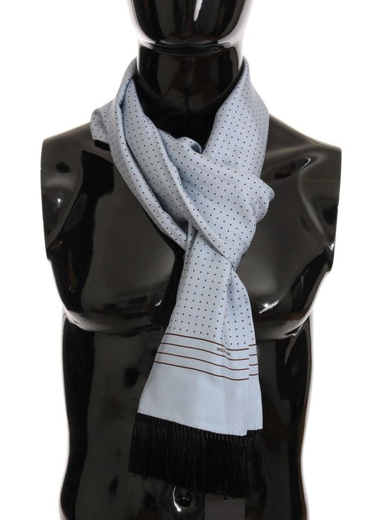 Dolce & Gabbana Blue Silk Polka Dot Scarf - Designed by Dolce & Gabbana Available to Buy at a Discounted Price on Moon Behind The Hill Online Designer Discount Store