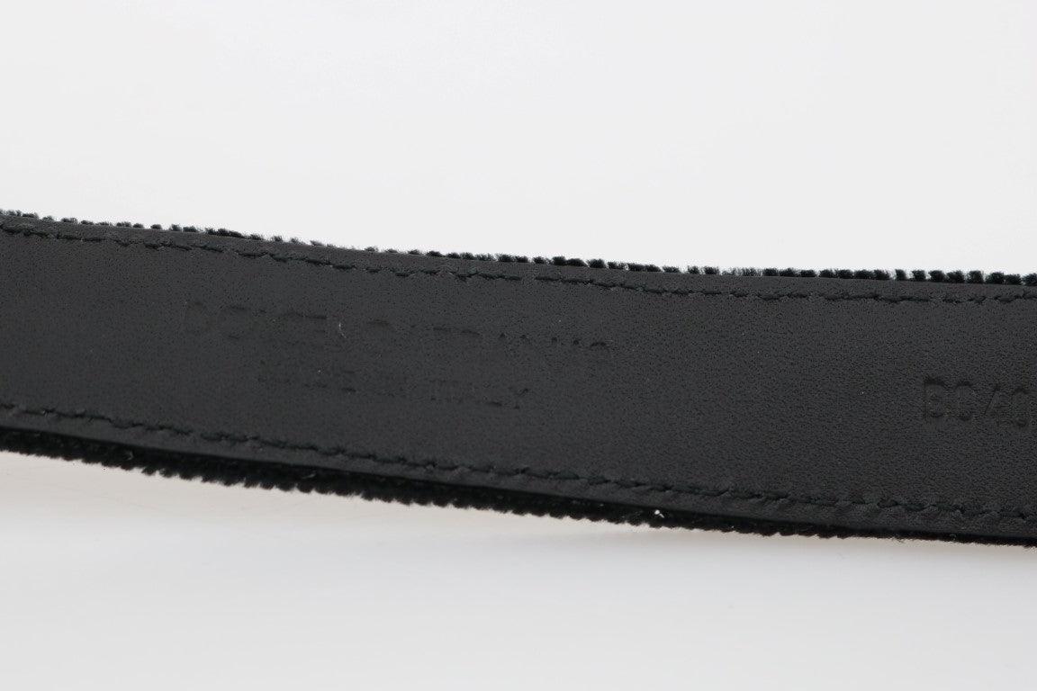 Black Cotton Royal Bee Embroidery Belt - Designed by Dolce & Gabbana Available to Buy at a Discounted Price on Moon Behind The Hill Online Designer Discount Store