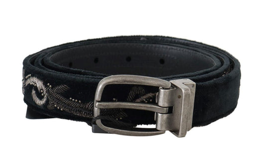 Black Cotton Royal Bee Embroidery Belt - Designed by Dolce & Gabbana Available to Buy at a Discounted Price on Moon Behind The Hill Online Designer Discount Store