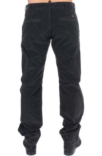 Black Corduroy Cotton Straight Fit Pants - Designed by GF Ferre Available to Buy at a Discounted Price on Moon Behind The Hill Online Designer Discount Store