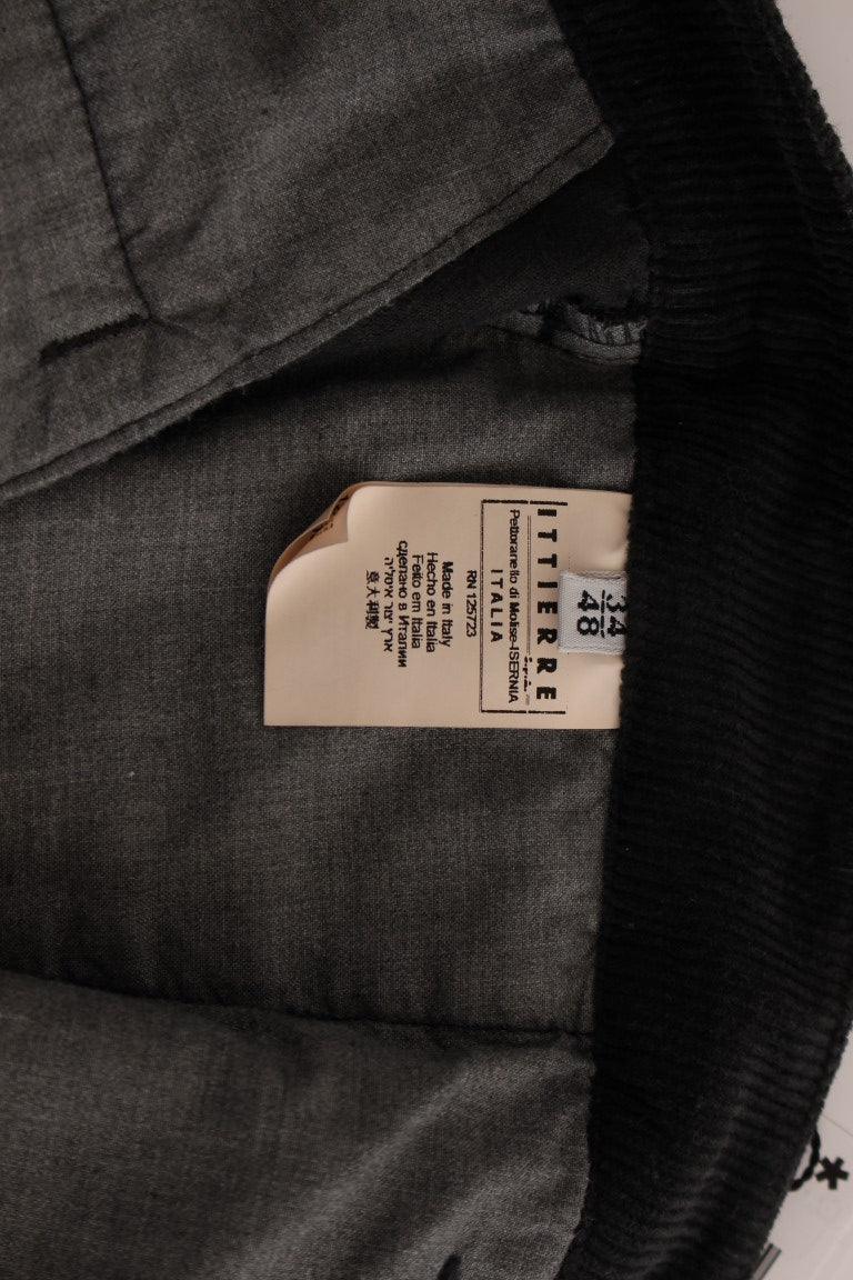 Black Corduroy Cotton Straight Fit Pants - Designed by GF Ferre Available to Buy at a Discounted Price on Moon Behind The Hill Online Designer Discount Store