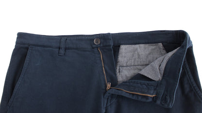 Blue Stretch Straight Fit Pants Chinos - Designed by GF Ferre Available to Buy at a Discounted Price on Moon Behind The Hill Online Designer Discount Store