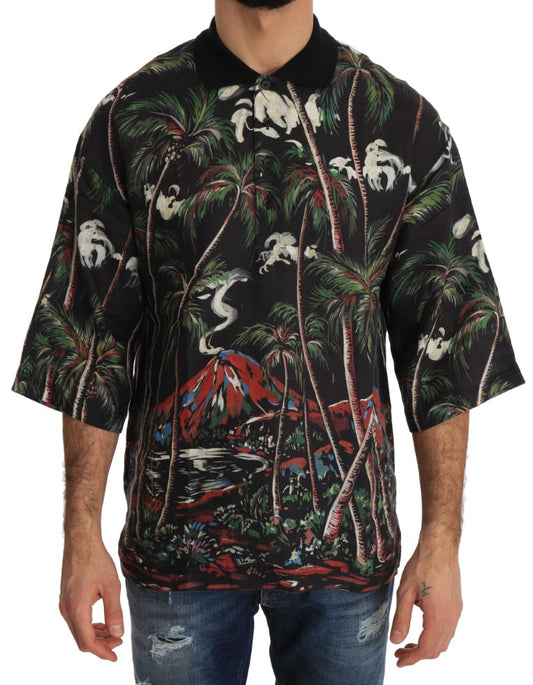 Black Volcano Sicily Short Sleeve T-Shirt - Designed by Dolce & Gabbana Available to Buy at a Discounted Price on Moon Behind The Hill Online Designer Discount Store