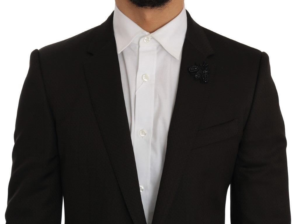 Dolce & Gabbana Men's Brown Wool Crystal Bee Slim Fit MARTINI - Designed by Dolce & Gabbana Available to Buy at a Discounted Price on Moon Behind The Hill Online Designer Discount Store