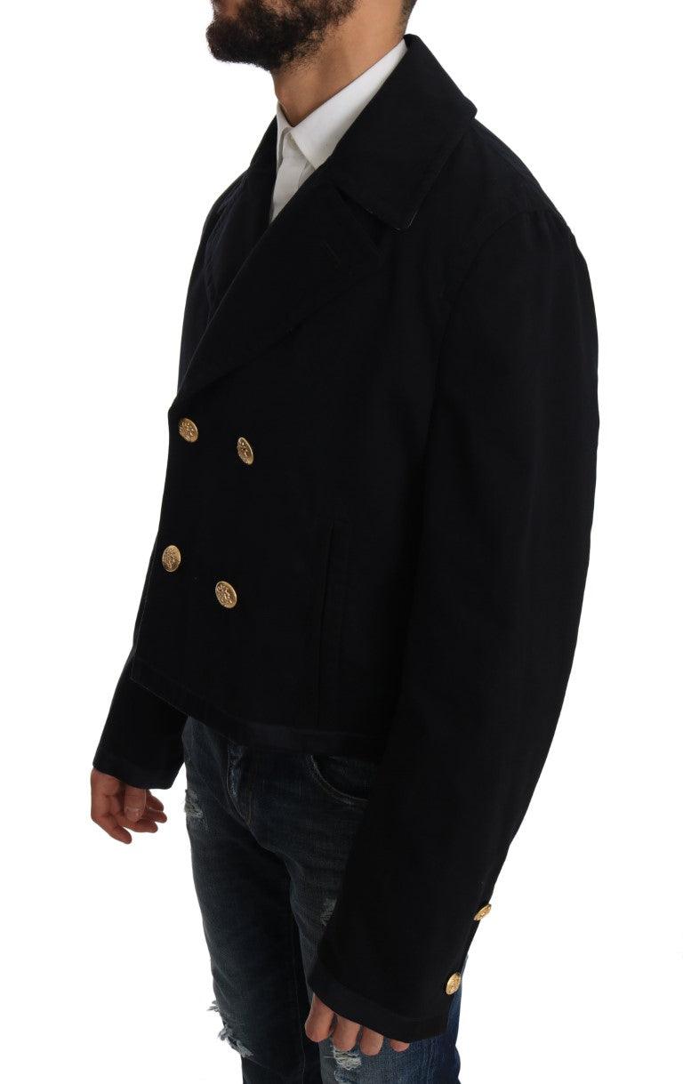 Dolce & Gabbana Men's Trench Blue Cotton Stretch Jacket Coat - Designed by Dolce & Gabbana Available to Buy at a Discounted Price on Moon Behind The Hill Online Designer Discount Store