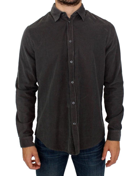 Green Button Front Cotton Casual Shirt - Designed by GF Ferre Available to Buy at a Discounted Price on Moon Behind The Hill Online Designer Discount Store