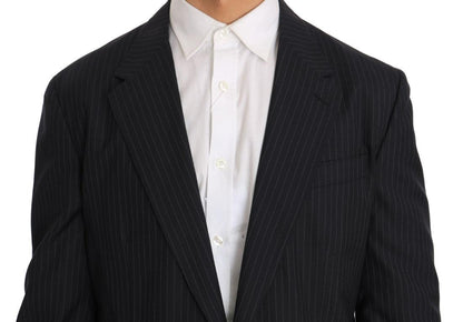 Dolce & Gabbana Men's Gray Striped Wool Jacket Coat Slim Blazer - Designed by Dolce & Gabbana Available to Buy at a Discounted Price on Moon Behind The Hill Online Designer Discount Store