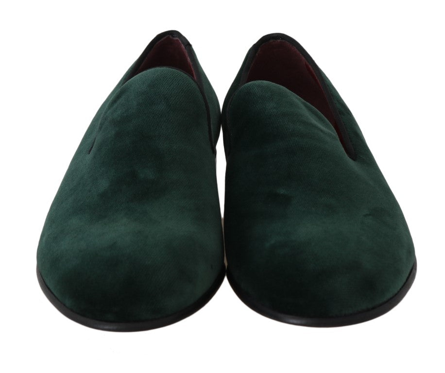 Green Suede Leather Slippers Loafers - Designed by Dolce & Gabbana Available to Buy at a Discounted Price on Moon Behind The Hill Online Designer Discount Store
