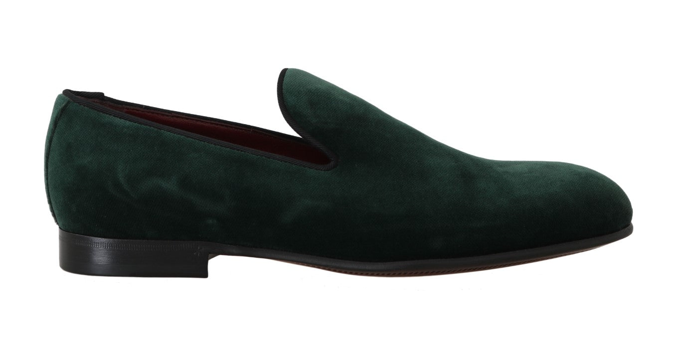 Green Suede Leather Slippers Loafers - Designed by Dolce & Gabbana Available to Buy at a Discounted Price on Moon Behind The Hill Online Designer Discount Store