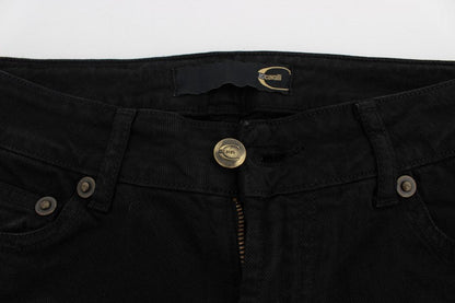Black Cotton Stretch Slim Skinny Fit Jeans - Designed by Cavalli Available to Buy at a Discounted Price on Moon Behind The Hill Online Designer Discount Store