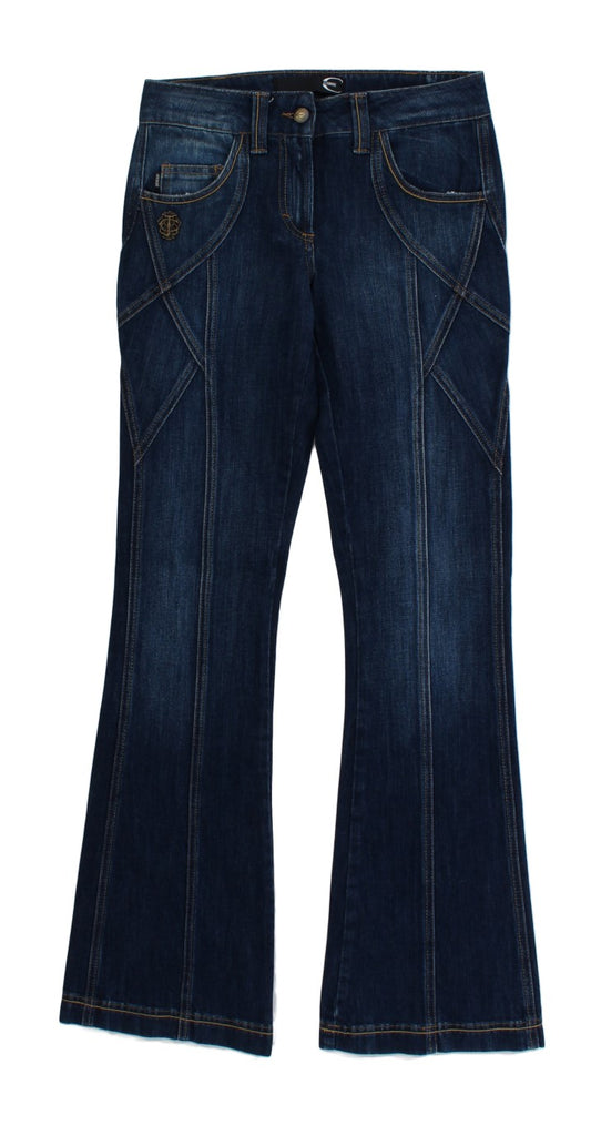 Blue Cotton Stretch Low Waist Jeans - Designed by Cavalli Available to Buy at a Discounted Price on Moon Behind The Hill Online Designer Discount Store
