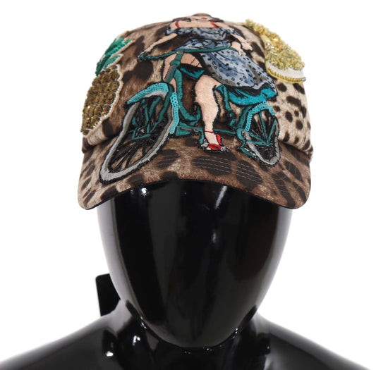 Brown Leopard Sequin Sicily Applique Baseball Hat - Designed by Dolce & Gabbana Available to Buy at a Discounted Price on Moon Behind The Hill Online Designer Discount Store