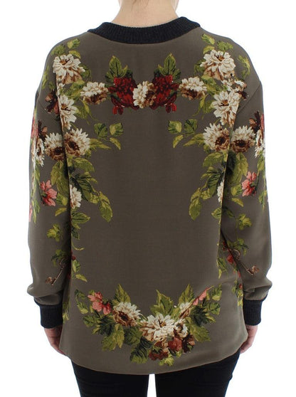 Green Key Floral Print Silk Sweater - Designed by Dolce & Gabbana Available to Buy at a Discounted Price on Moon Behind The Hill Online Designer Discount Store