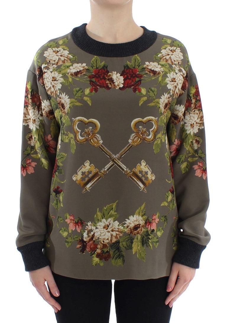 Green Key Floral Print Silk Sweater - Designed by Dolce & Gabbana Available to Buy at a Discounted Price on Moon Behind The Hill Online Designer Discount Store
