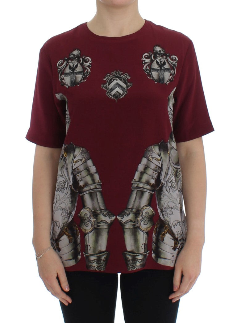 Red Knight Print Silk Blouse T-shirt designed by Dolce & Gabbana available from Moon Behind The Hill's Women's Clothing range