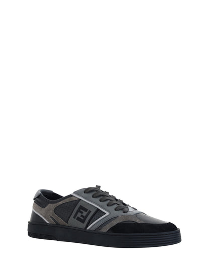 Fendi Men's Black Calf Leather Low Top Sneakers