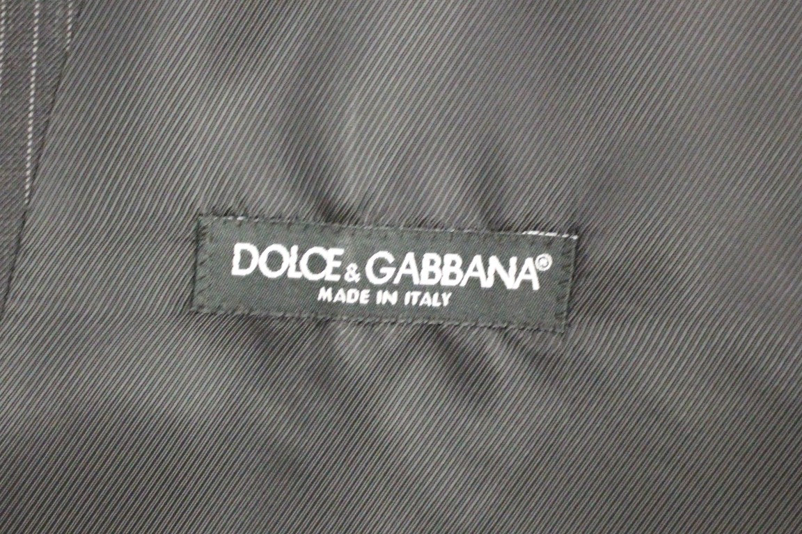 Gray Striped Wool Single Breasted Vest - Designed by Dolce & Gabbana Available to Buy at a Discounted Price on Moon Behind The Hill Online Designer Discount Store