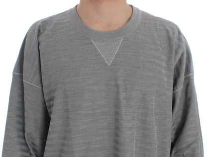Gray Crewneck Pullover Silk Sweater - Designed by Dolce & Gabbana Available to Buy at a Discounted Price on Moon Behind The Hill Online Designer Discount Store