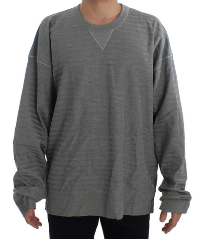 Gray Crewneck Pullover Silk Sweater - Designed by Dolce & Gabbana Available to Buy at a Discounted Price on Moon Behind The Hill Online Designer Discount Store