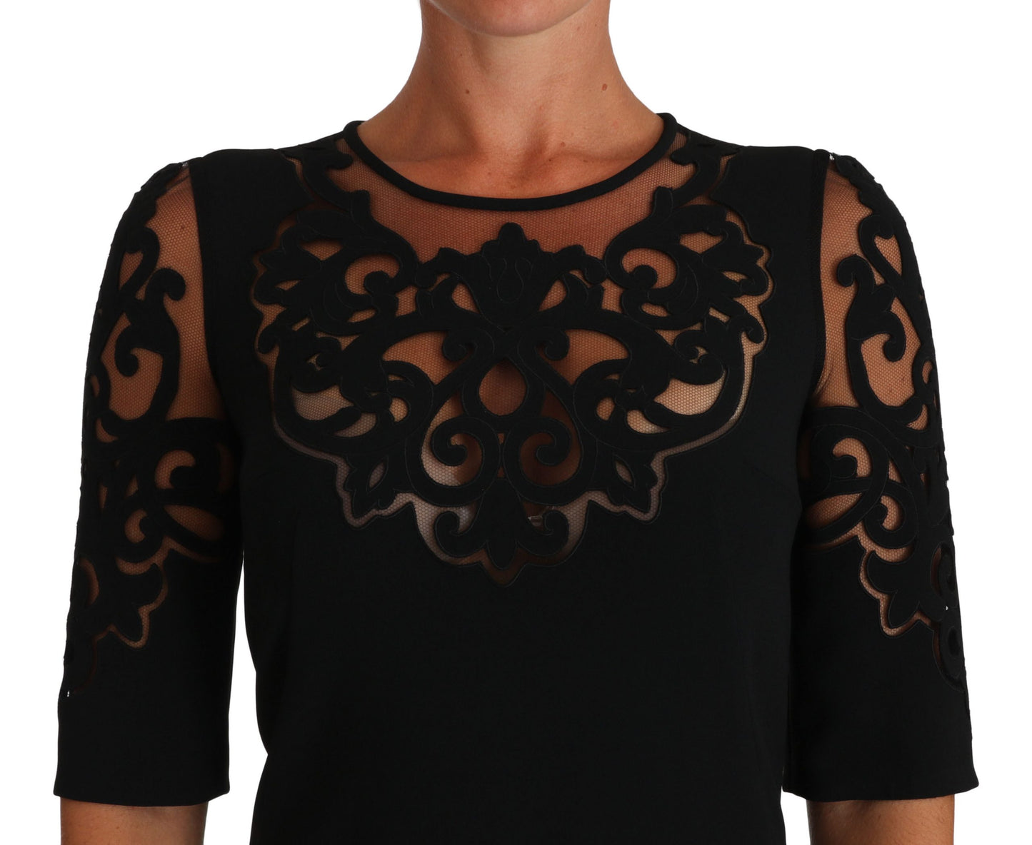 Black Floral Cut Out Pattern Coctail Dress - Designed by Dolce & Gabbana Available to Buy at a Discounted Price on Moon Behind The Hill Online Designer Discount Store